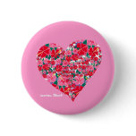 Art Badge Button: Hibiscus Pink Heart