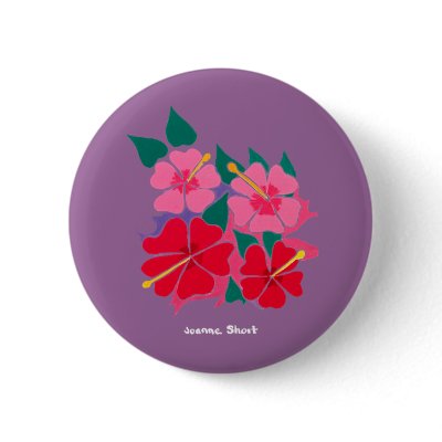 Art Badge Button: Hibiscus Purple by johndyergallery