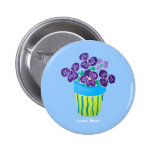 Art Badge Button: Pansies in a vase buttons