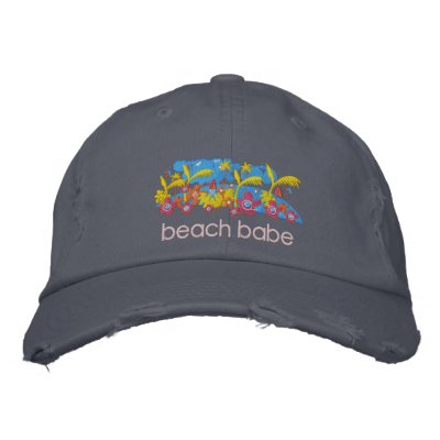 Art Cap: Tropical Beach Babe Design Embroidered Baseball Caps by johndyergallery