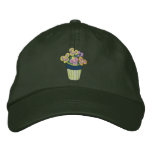 Art Cap: Yellow Pansies in a Pot Embroidered Hat