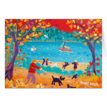 Art Card: Autumn Walkies. Dogs at Trelissick cards