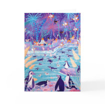 Art Card: Purple Penguin Party at the Zoo