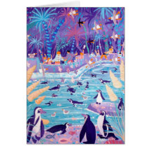 Art Card: Purple Penguin Party at the Zoo
