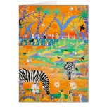 Art Card: Stripy Safari Sunset at the Zoo. Zebras.