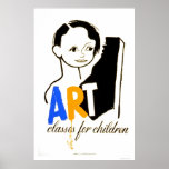 Art Classes Children 1940 WPA Poster