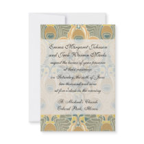 art deco art nouveau peacock pattern art custom invites