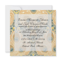 art deco art nouveau peacock pattern art personalised invitations