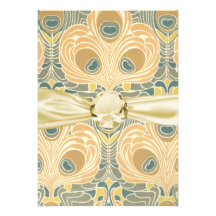 art deco art nouveau peacock pattern art custom announcement