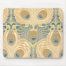 art deco art nouveau peacock pattern art mouse mats