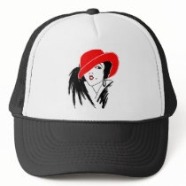 Art Deco Beautiful Woman Red Hat