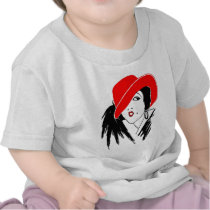 Art Deco Beautiful Woman Red Hat Shirt