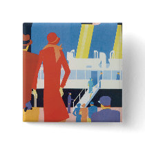 Art Deco Belgian Ferry Poster Pinback Buttons