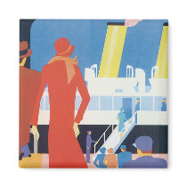 Art Deco Belgian Ferry Poster Refrigerator Magnet