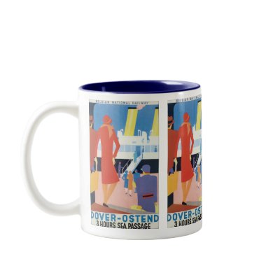 Art Deco Belgian Ferry Poster Coffee Mug by RetroCommunications