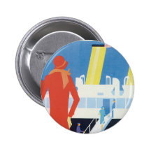 Art Deco Belgian Ferry Poster Pinback Buttons