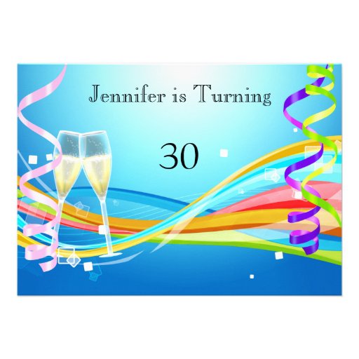 Art Deco Birthday Invitation Blue colour