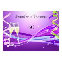 Art Deco Birthday Invitation Purple colour