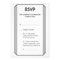 Art Deco black stacked frame gold RSVP response invitations