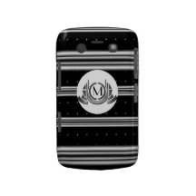 Art Deco Black White Silver Medallion Blackberry Bold Cover