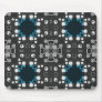 Art Deco Blue, Grey Floral Swirl Retro Abstract