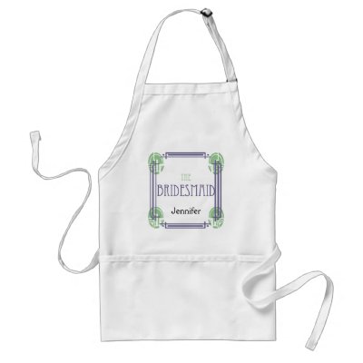 Art Deco Bridesmaid in Purple and Green Aprons by NoteableExpressions