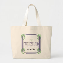 Art Deco Bridesmaid in Purple and Green Bags