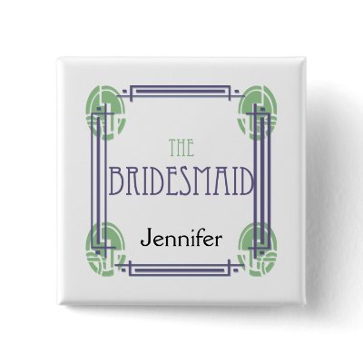 Art Deco Bridesmaid in Purple and Green Buttons by NoteableExpressions