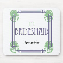 Art Deco Bridesmaid in Purple and Green Mouse Pads