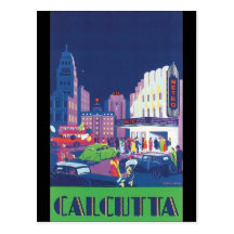 Art Deco Calcutta City Theatre Scene High Contrast Post Card