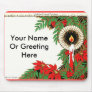Art Deco Christmas Candle & Poinsettia Mousepad