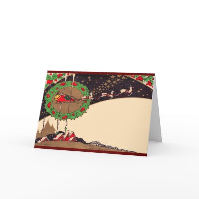 Art Deco Christmas Santa Greeting Card by ArtDecoPrints