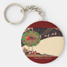 Art Deco Christmas Santa Keychain
