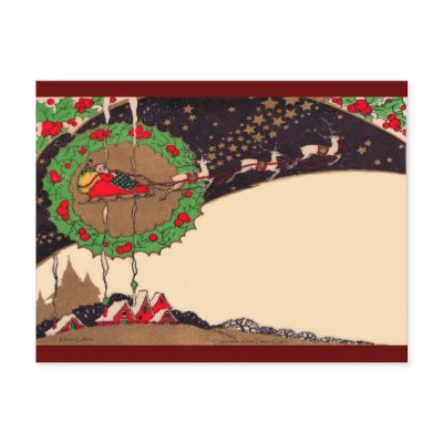 Art Deco Christmas Santa Postcard by ArtDecoPrints