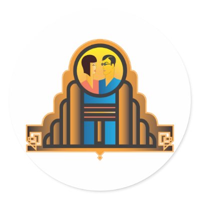 Art Deco Couple Round Sticker by frengi