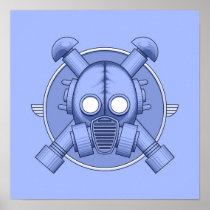 Art Deco Gasmask Blue posters