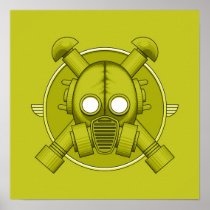 Art Deco Gasmask Combat Green posters