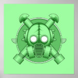 Art Deco Gasmask Green Posters