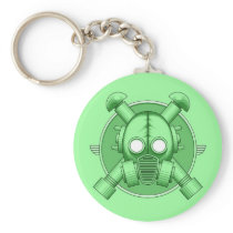 Art Deco Gasmask keychain Green