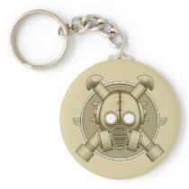 Art Deco Gasmask keychain Khaki