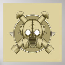 Art Deco Gasmask khaki posters