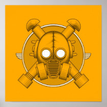 Art Deco Gasmask Orange posters