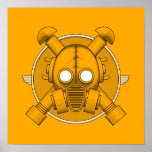 Art Deco Gasmask Orange Poster