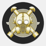 Art Deco Gasmask Round Stickers