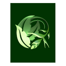 Art Deco Green Flower Postcard