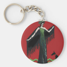 Art Deco Lady with Dog Key Chains