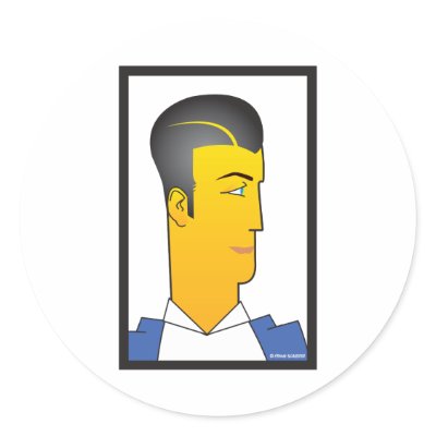 Art Deco Man Round Stickers by frengi
