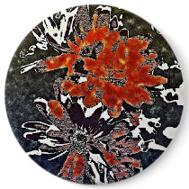 Art Deco Modern Flowers Floral Red