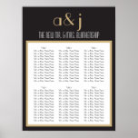 Art Deco Monogram Wedding Seating Chart 2 Posters