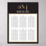 Art Deco Monogram Wedding Seating Chart Poster